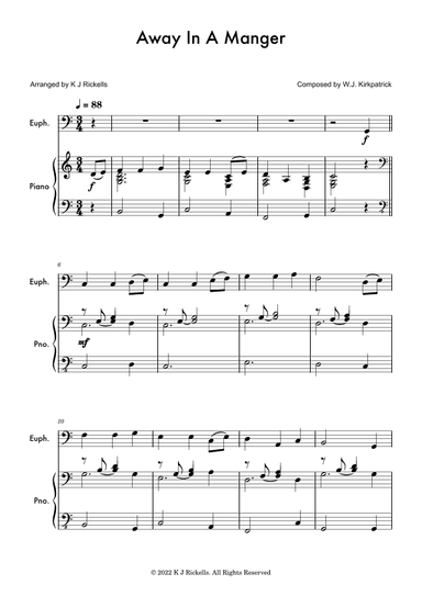 Away in a Manger - Baritone/Euphonium (arr. K J Rickells)