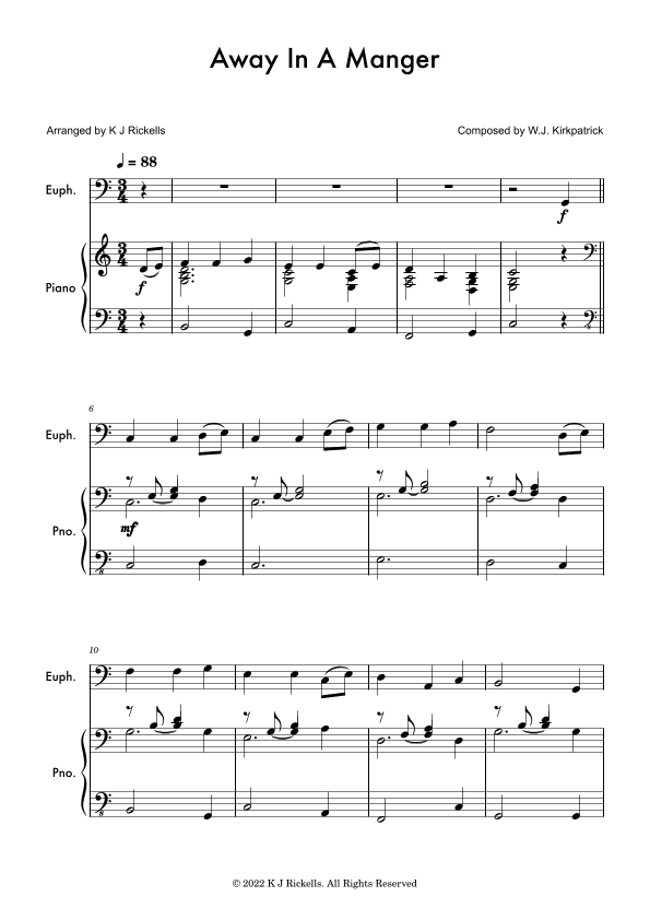 Away in a Manger - Baritone/Euphonium (arr. K J Rickells)