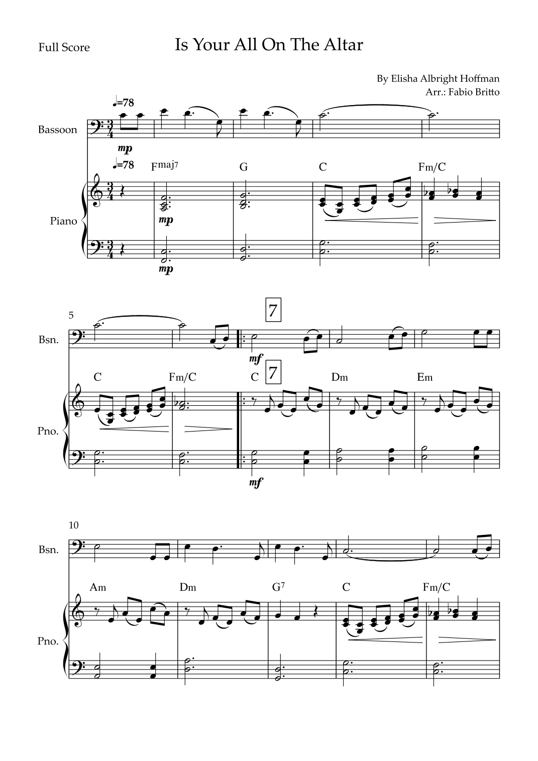 Is Your All On The Altar? (arr. Fabio Britto)
