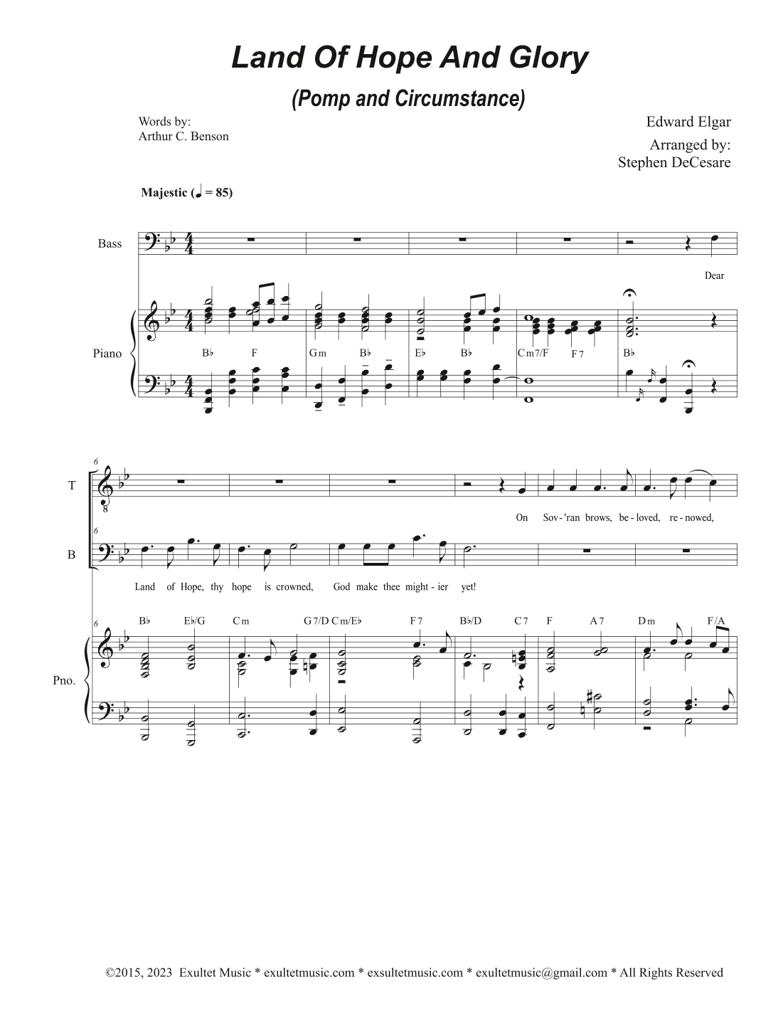 Land Of Hope And Glory (Pomp and Circumstance) (2-part choir - (TB) (arr. Stephen DeCesare)