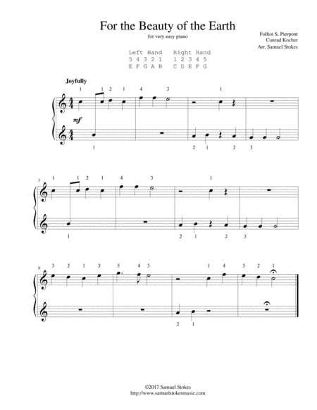 For the Beauty of the Earth - for very easy piano (arr. Samuel Stokes)