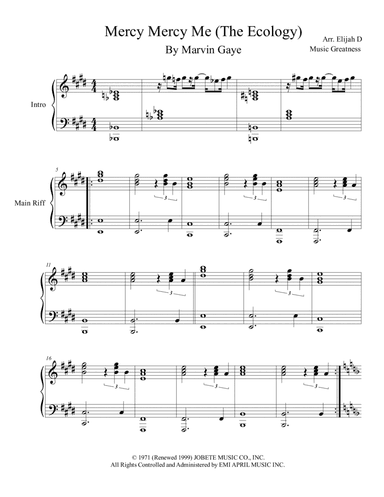 Mercy, Mercy Me (the Ecology) (arr. Music Greatness)