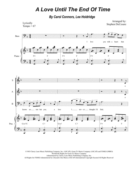 A Love Until The End Of Time (arr. Stephen DeCesare)
