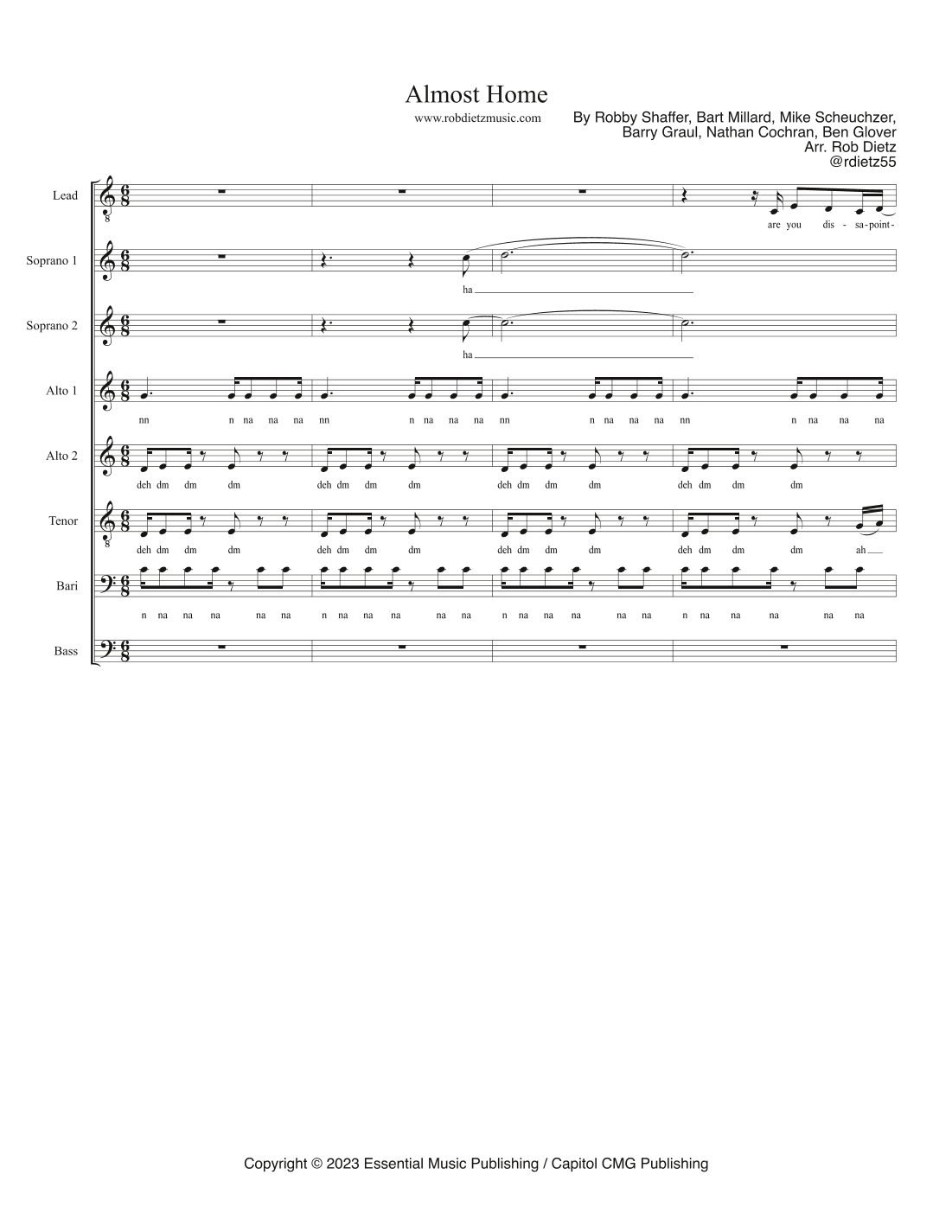 Almost Home (arr. Rob Dietz)