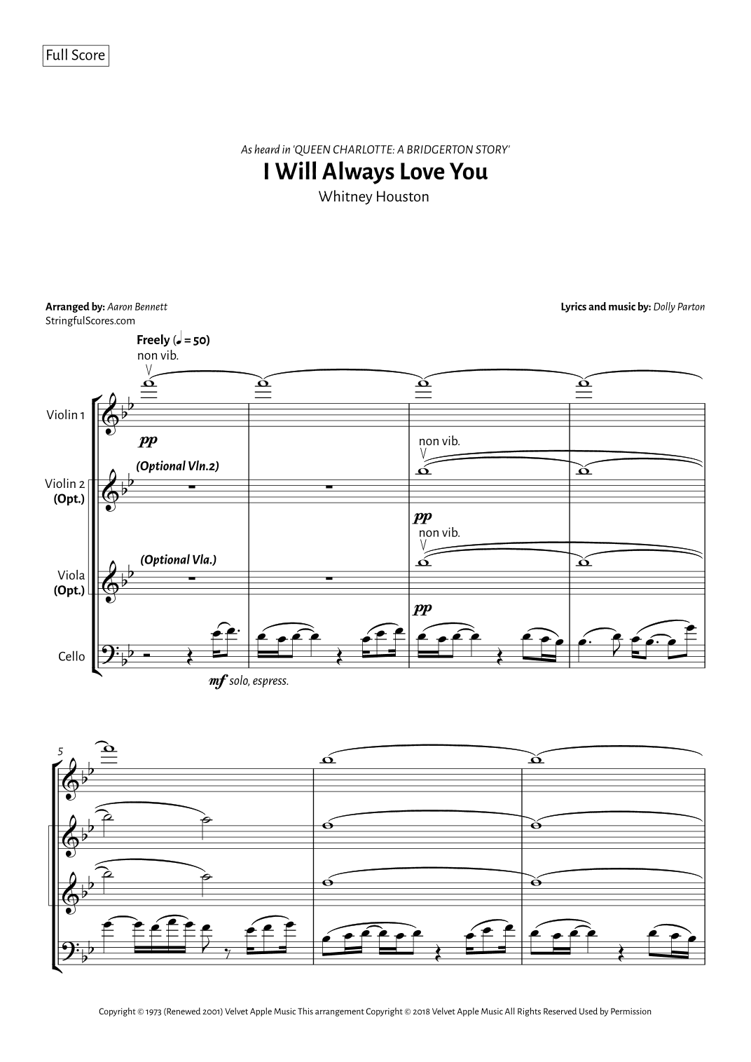 I Will Always Love You (arr. Aaron Bennett)