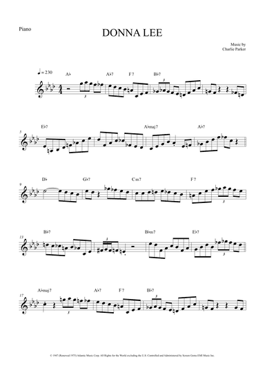 Donna Lee (arr. The Sheet Music Library)