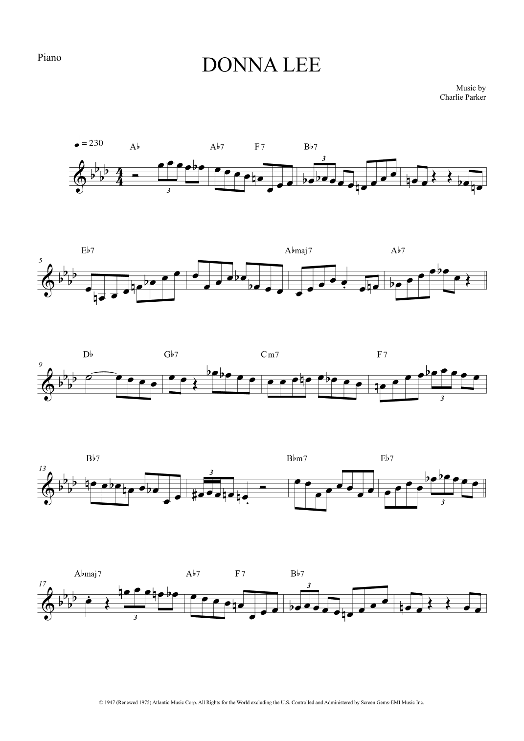 Donna Lee (arr. The Sheet Music Library)