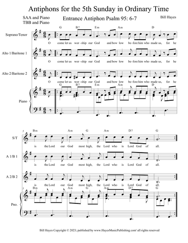 Antiphons for the 5th Sunday in Ordinary Time