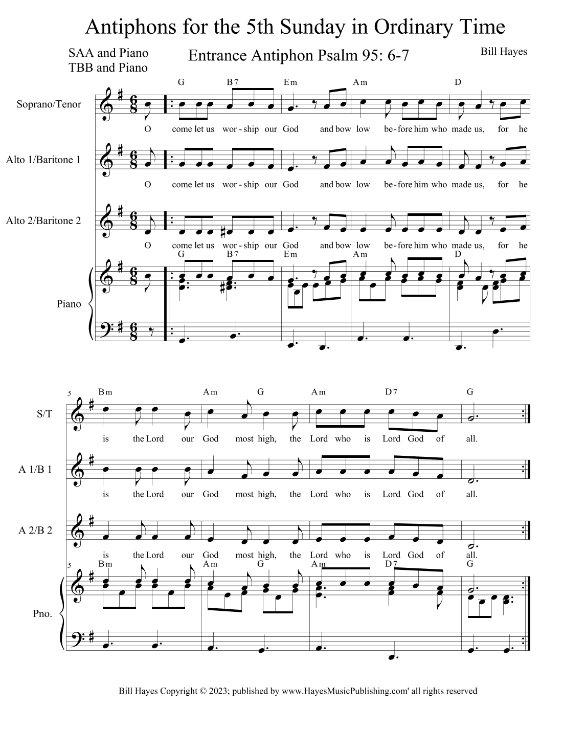 Antiphons for the 5th Sunday in Ordinary Time