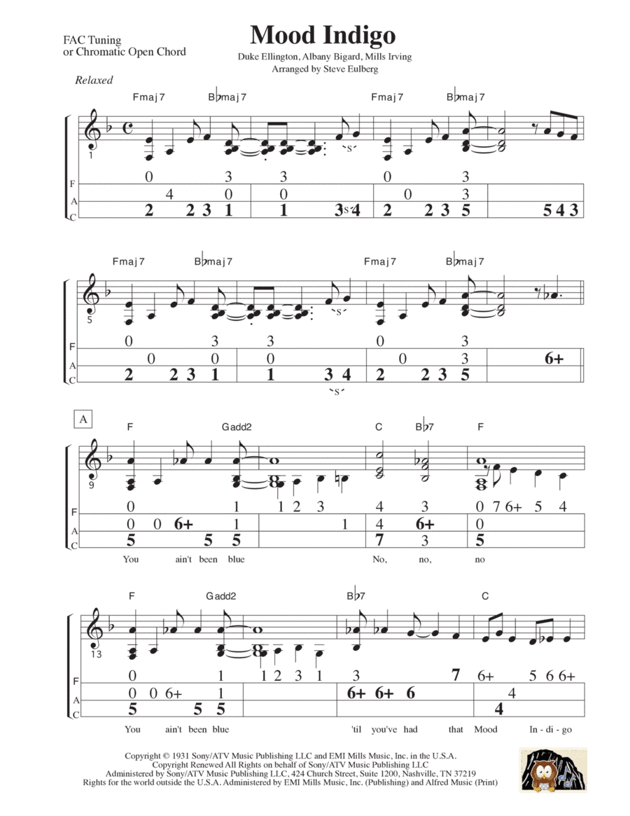 Mood Indigo (arr. Published by Steve Eulberg, Administered by Owl Mountain Music, Inc.)