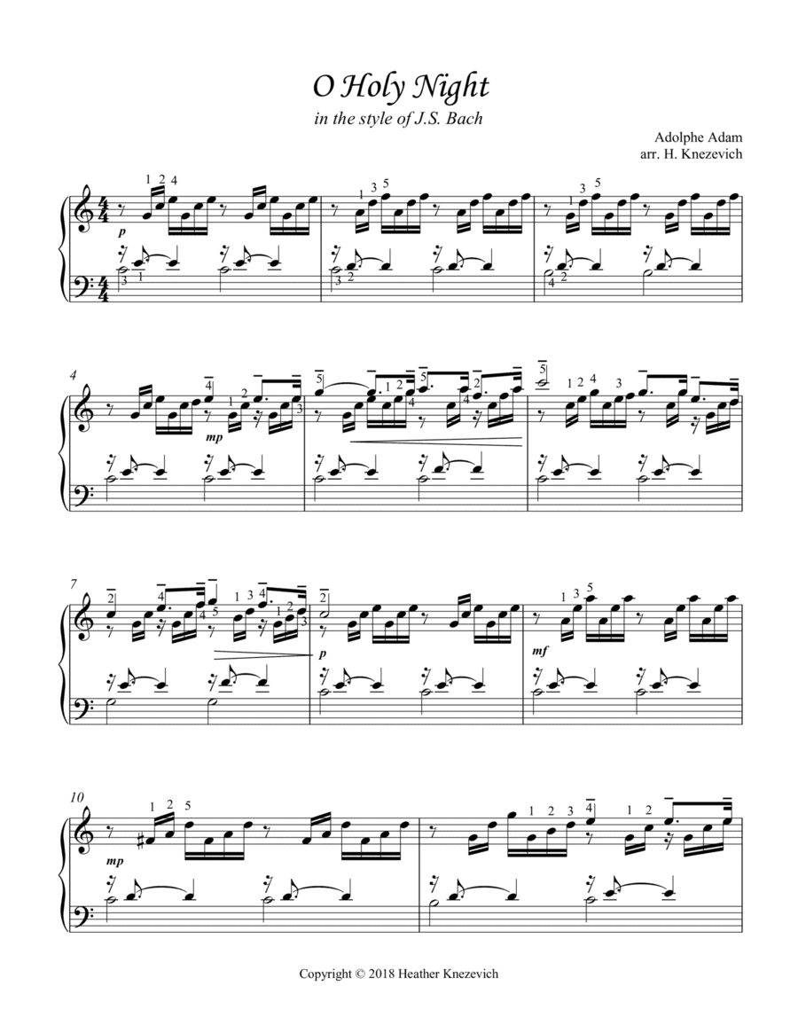 O Holy Night in the style of J.S. Bach Prelude in C Major (arr. Heather Knezevich)