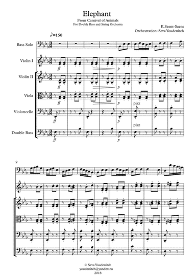 K.Saent-Saens "Elephant" From Carnival of Animals for DoubleBass and string orchestra (arr. Seva Youdenitch)