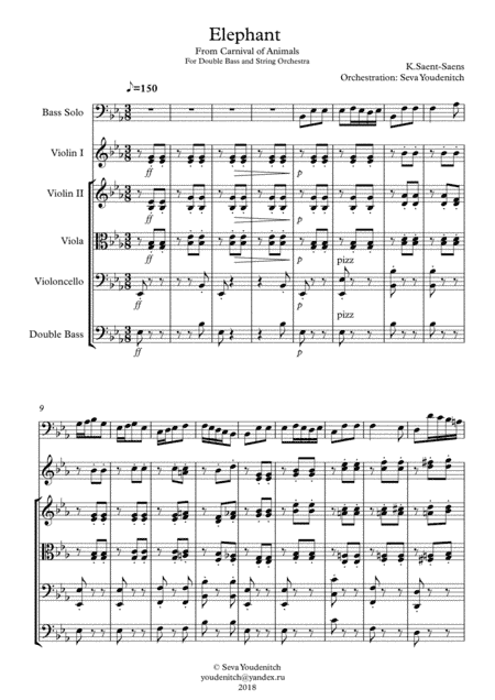 K.Saent-Saens "Elephant" From Carnival of Animals for DoubleBass and string orchestra (arr. Seva Youdenitch)