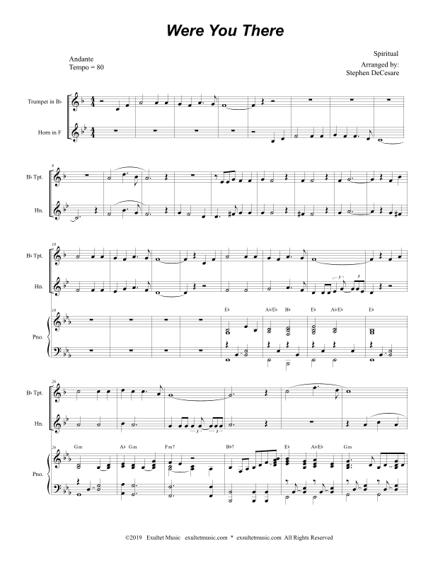 Were You There (Duet for Bb-Trumpet & French Horn) (arr. Stephen DeCesare)