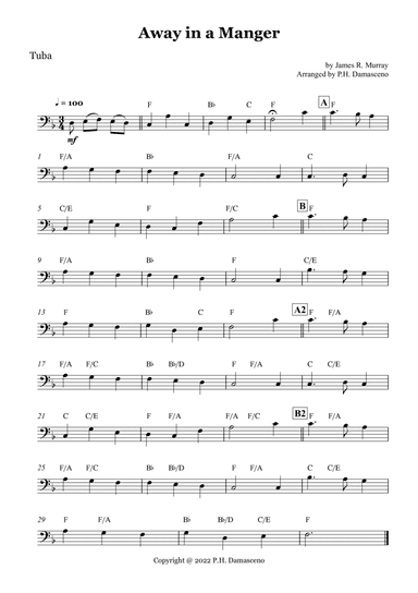 Away in a Manger - Tuba Solo with Chords (arr. P.H. Damasceno)