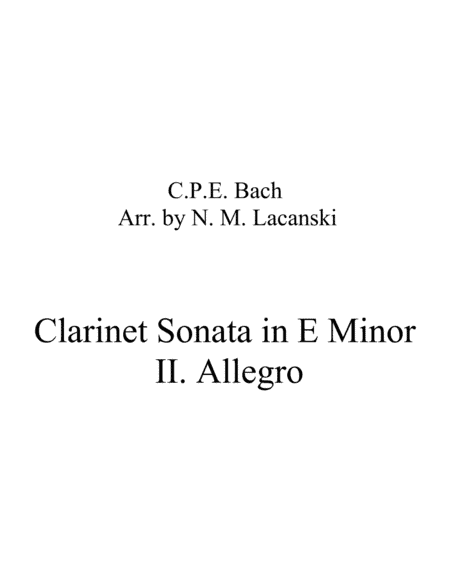 Sonata in E Minor for Clarinet and String Quartet II. Allegro (arr. Nick Lacanski)
