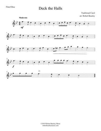 Deck the Halls (flute or oboe w/ piano accomp) (arr. Robert Beasley)