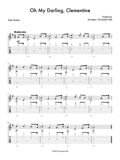 Oh My Darling, Clementine (Easy Solo Guitar) (arr. Christopher Bell)