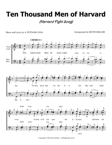 Ten Thousand Men of Harvard (arr. Kevin Keller)