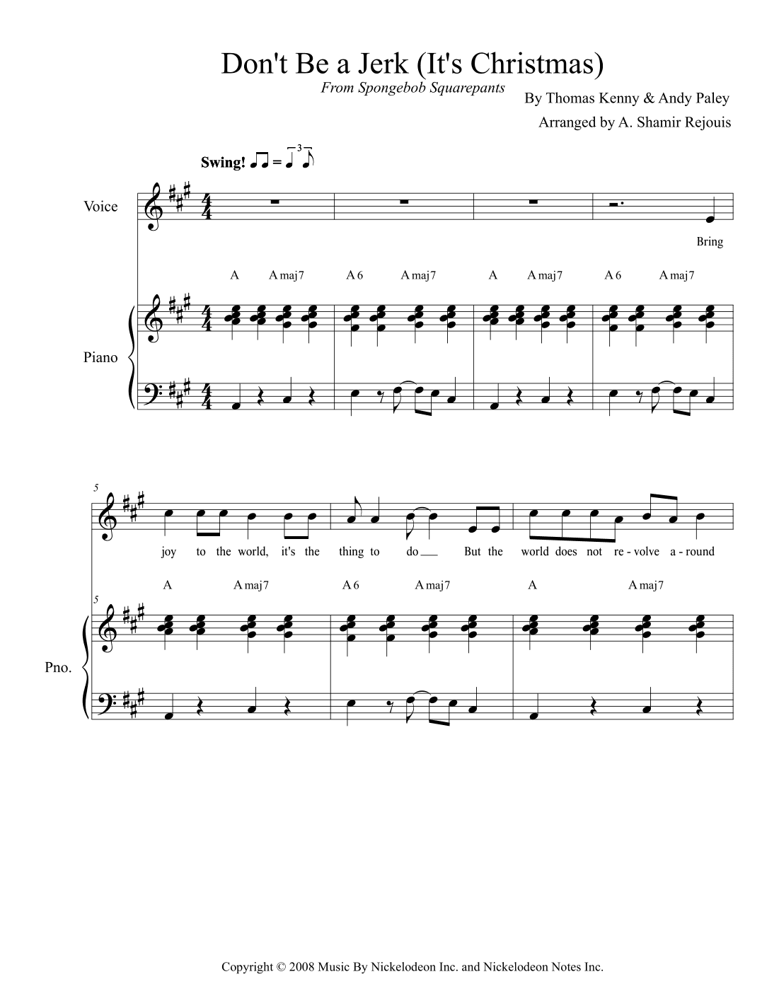 Don't Be A Jerk It's Christmas (arr. A. Shamir Rejouis)