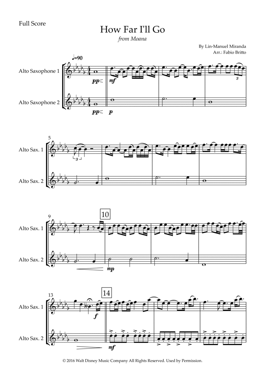 How Far I'll Go (arr. Fabio Britto)