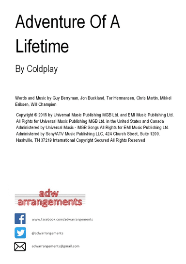Adventure Of A Lifetime (arr. adw arrangements)