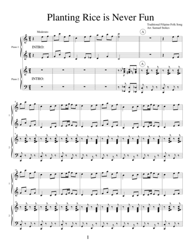 Planting Rice is Never Fun - piano duo (arr. Samuel Stokes)