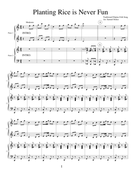 Planting Rice is Never Fun - piano duo (arr. Samuel Stokes)