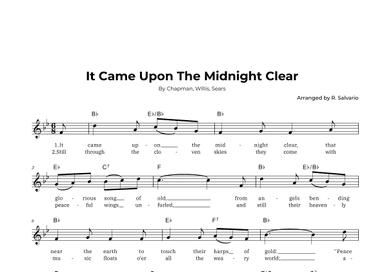 It Came Upon The Midnight Clear (Key of B-Flat Major) (arr. R. Salvario)