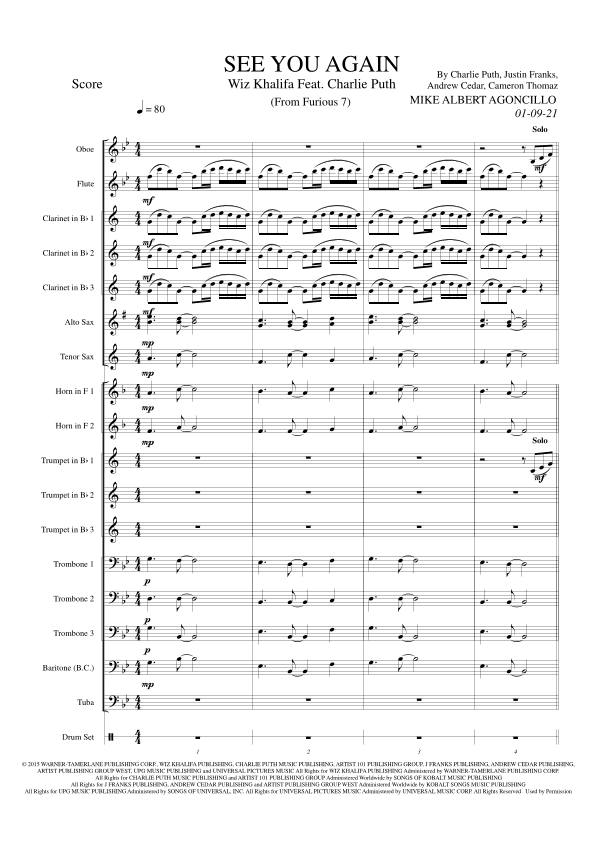 See You Again (arr. Mike Albert Agoncillo)