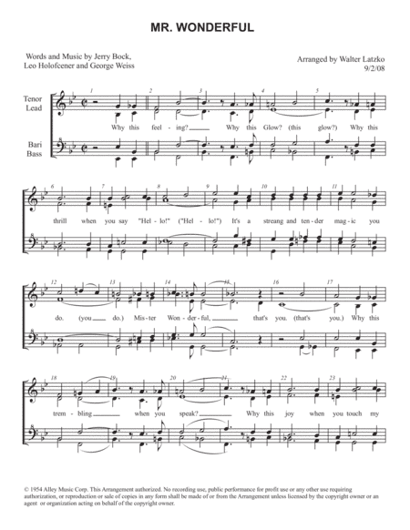 Mr. Wonderful (arr. Walter Latzko)