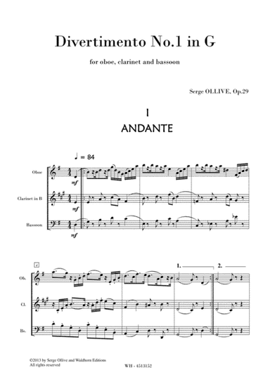DIVERTIMENTO No.1 in G , OP. 29