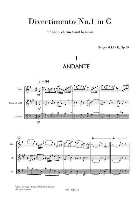 DIVERTIMENTO No.1 in G , OP. 29