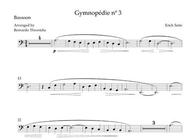 Gymnopédie nº 3 - For Bassoon (arr. Bernardo Thronicke)