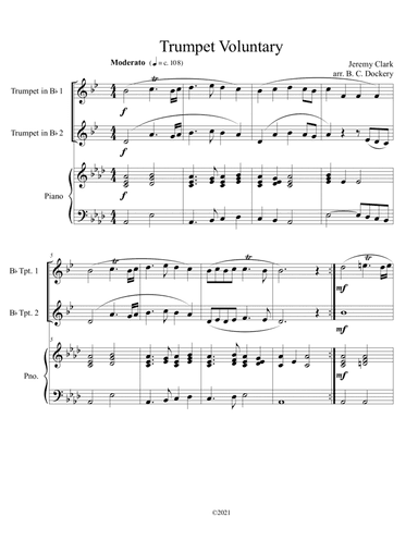 Trumpet Voluntary (Trumpet Duet) with optional piano accompaniment (arr. B. C. Dockery)