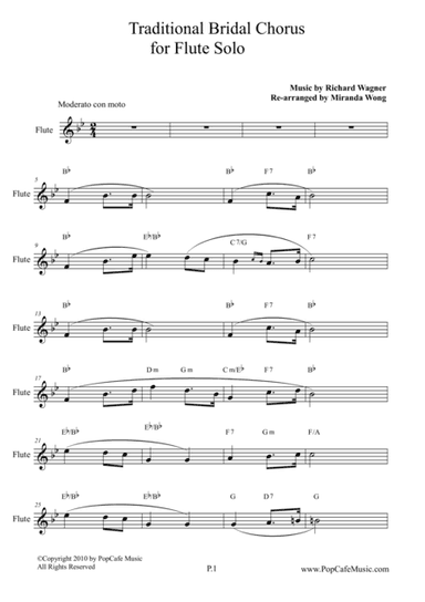 Traditional Bridal Chorus for Flute Solo ( Concert Bb Key) (arr. Miranda Wong)