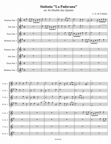 L. G. da Viadana - Sinfonia 'La Padovana' arr. for Double Sax Quartet (arr. Xlomeg)