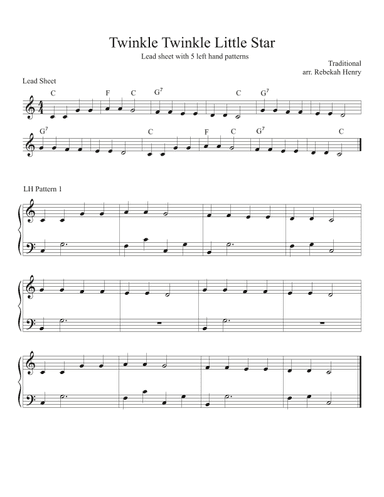 Twinkle Twinkle Little Star (Lead sheet with LH patterns) (arr. Rebekah Henry)