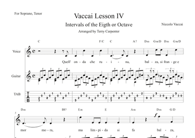 Vaccai-Lesson 4 Intervals of the Eigth or Octave for Tenor and Soprano voice with guitar (arr. Terry Carpenter)