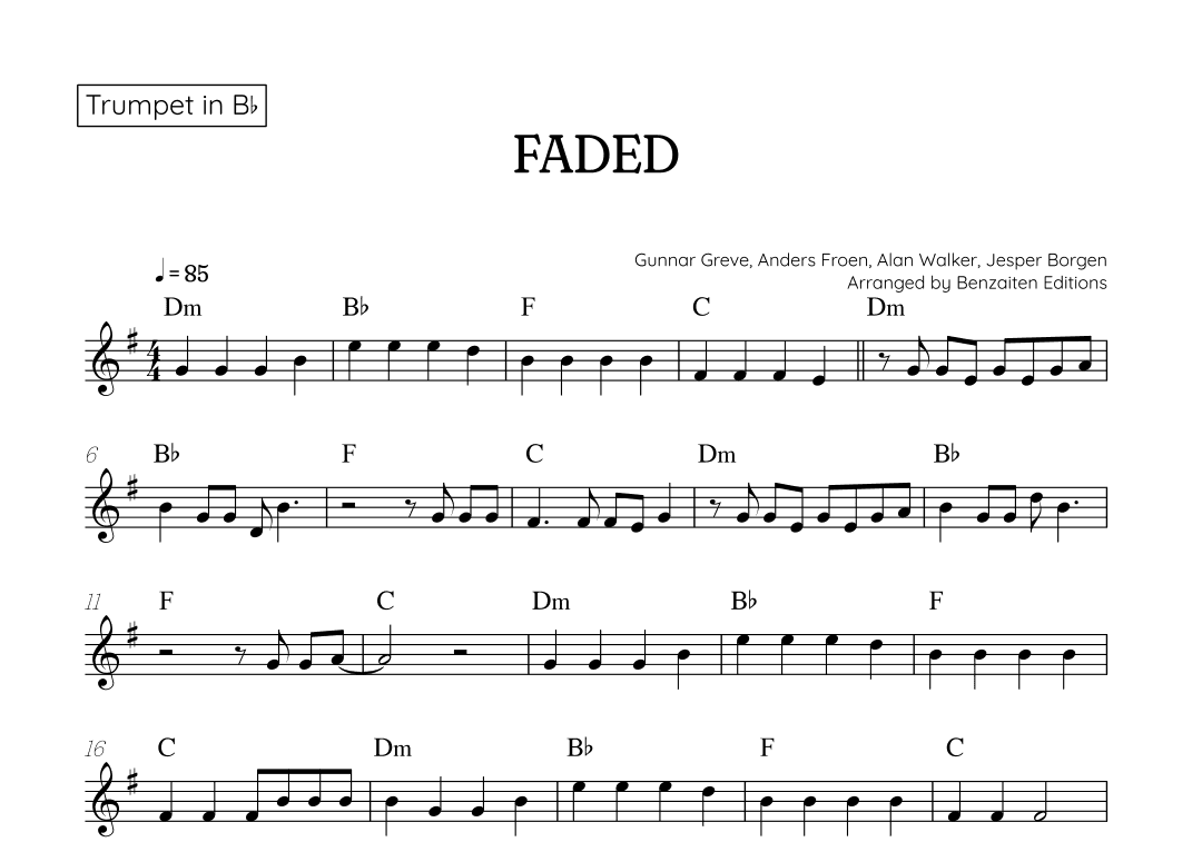 Faded (arr. Benzaiten Editions)