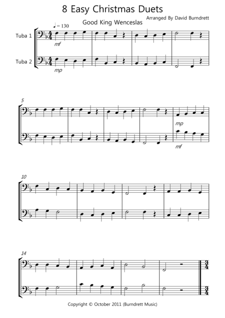 8 Easy Christmas Duets for Tuba (arr. David Burndrett)
