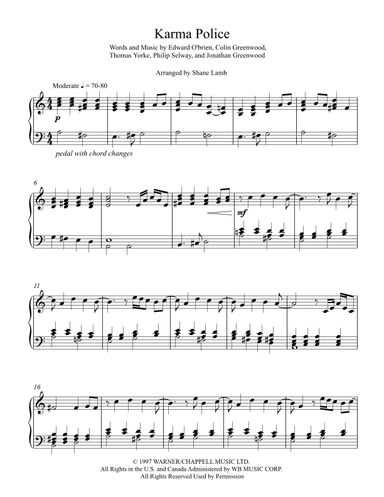 Karma Police (arr. Shane Lamb)