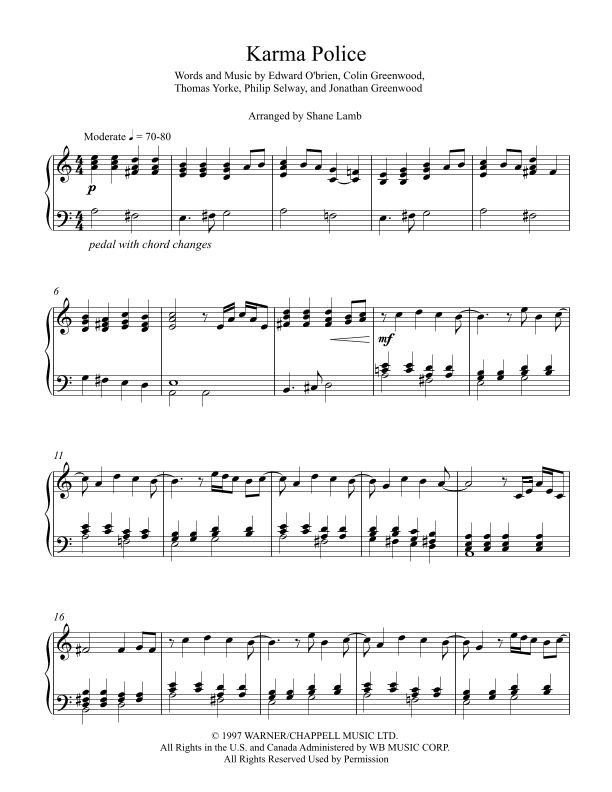 Karma Police (arr. Shane Lamb)