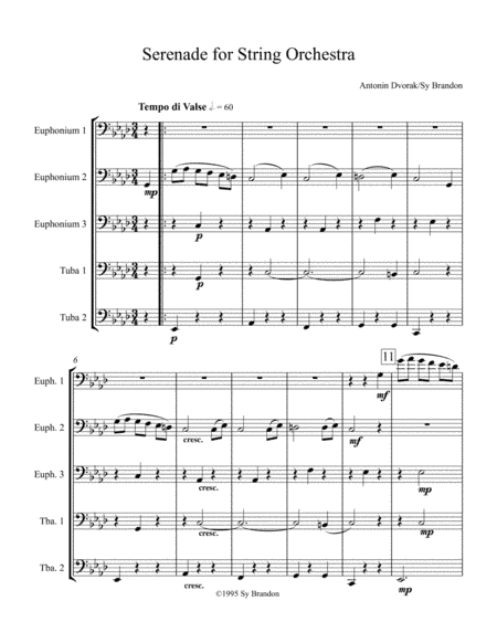 Serenade for String Orchestra Movement 2 for Three Euphoniums and Two Tubas (arr. Sy Brandon)