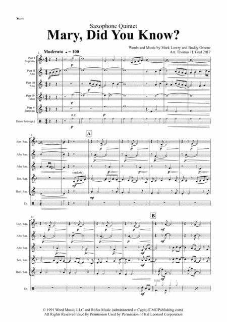 Mary, Did You Know? (arr. Thomas H. Graf)