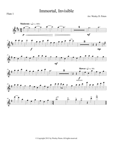 Immortal, Invisible (Flute Sextet) (arr. Wesley D. Peters)