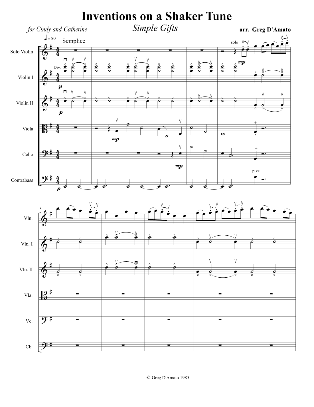 Inventions on a Shaker Tune (arr. Greg D,Amato)