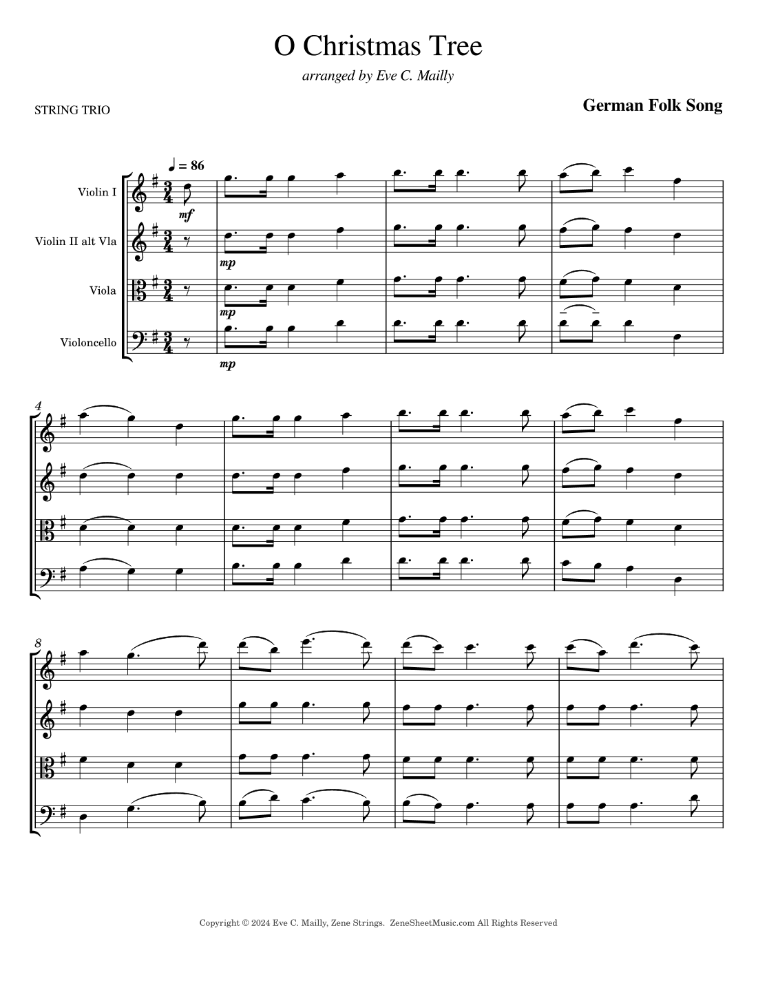 O Christmas Tree (O Tannenbaum) - String Trio (arr. Eve C. Mailly - Zene Strings)