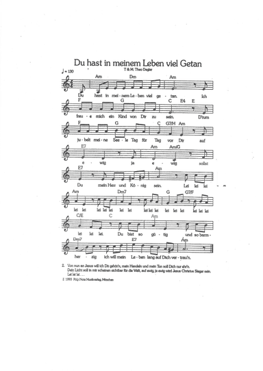 Du hast in meinem Leben viel getan -Theo Degler