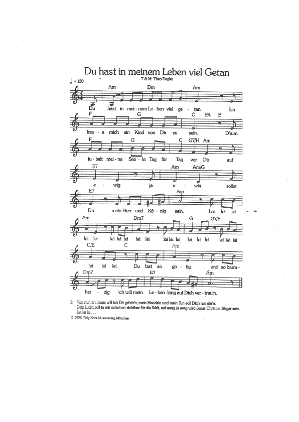 Du hast in meinem Leben viel getan -Theo Degler